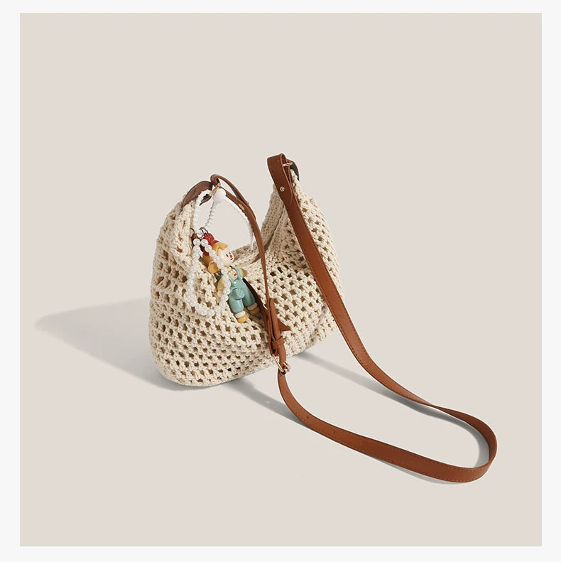 Boho Picnic Doll Woven Hobo Bag