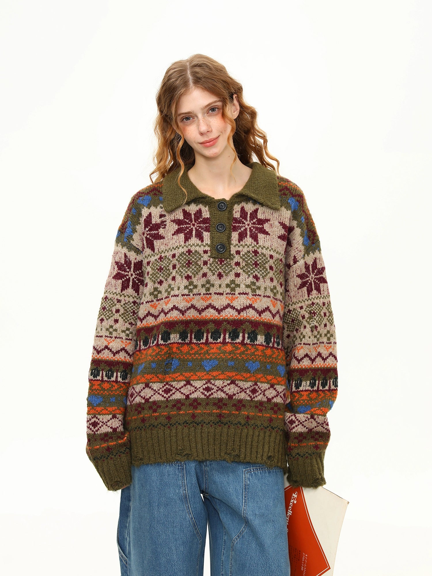 Forest Carol Henley Fair Isle Sweater