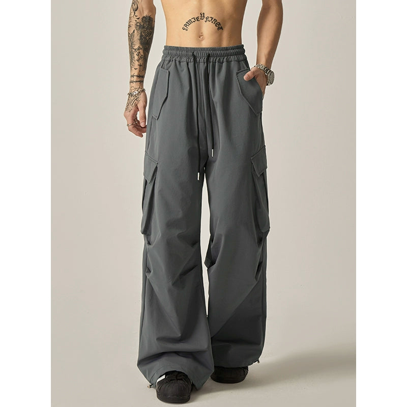 Gray Cargo Wide Leg Pants