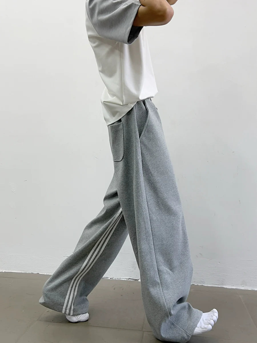 Monochrome Stripe Wide Track Pants