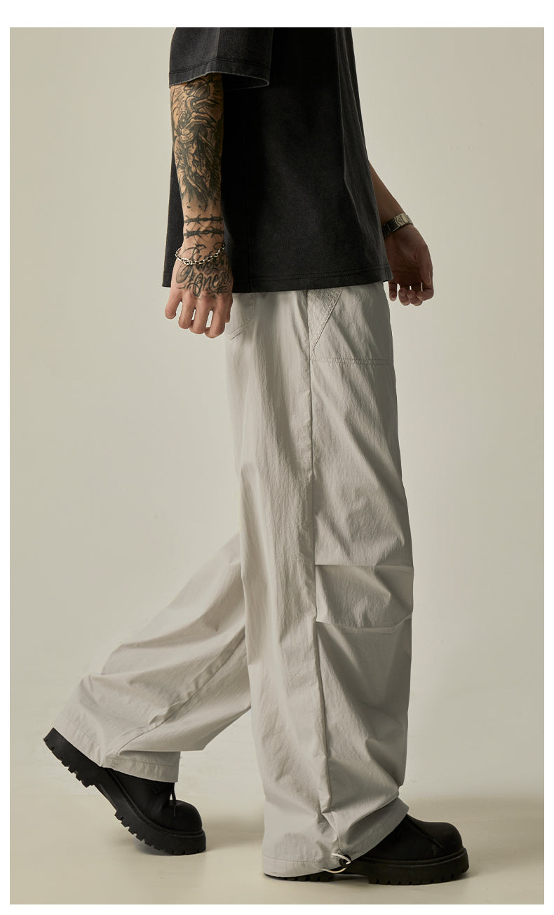 Beige Relaxed Drawstring Track Pants