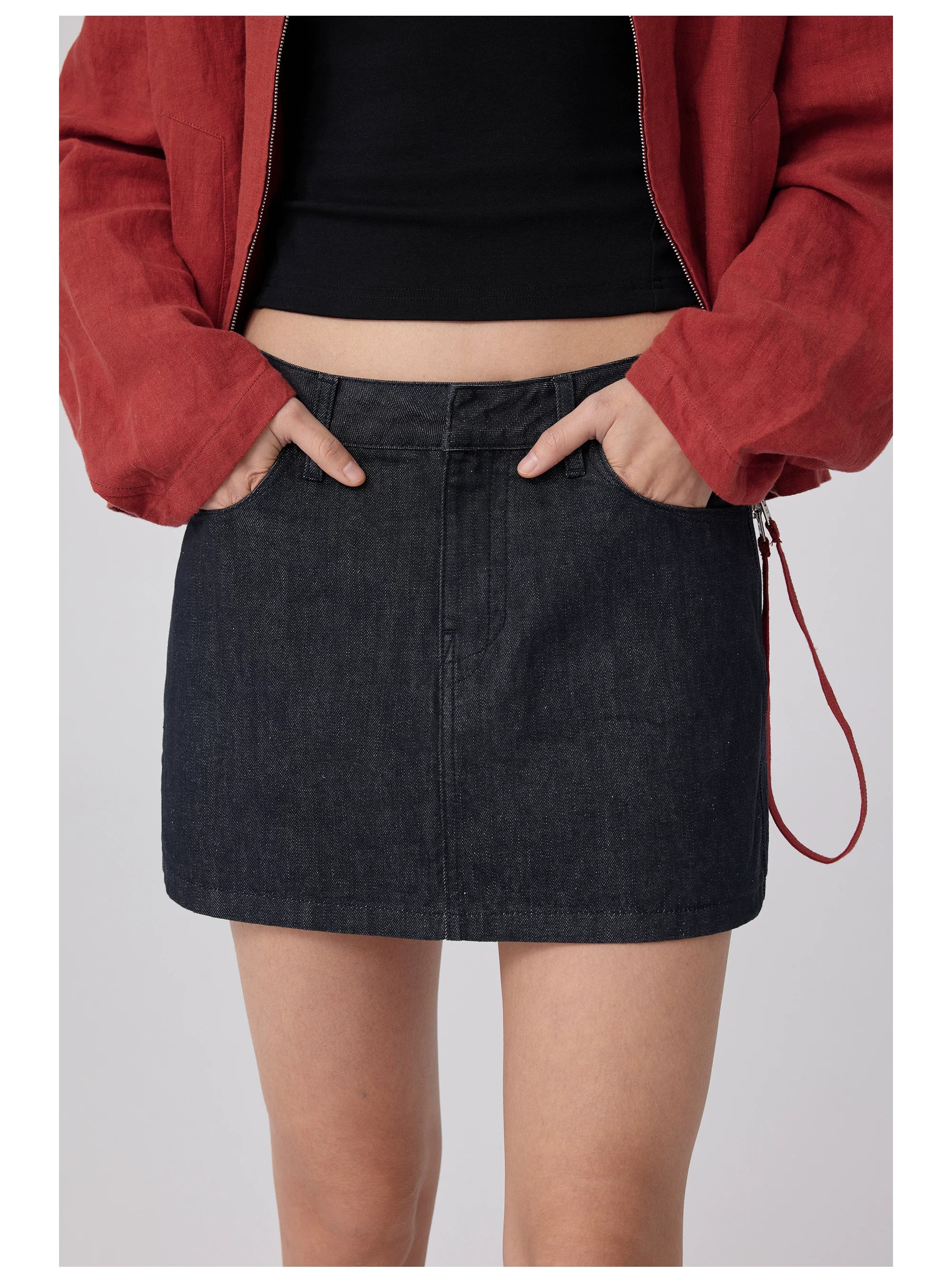 Black Denim Mini Skirt