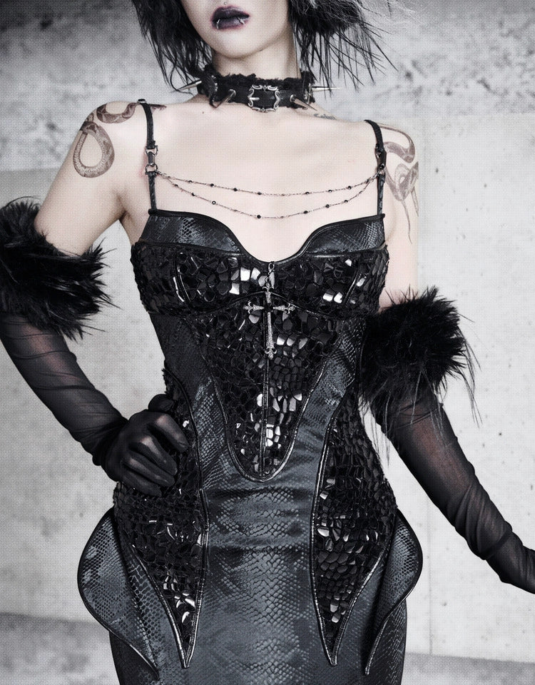 Black Corset Gothic Mermaid Dress