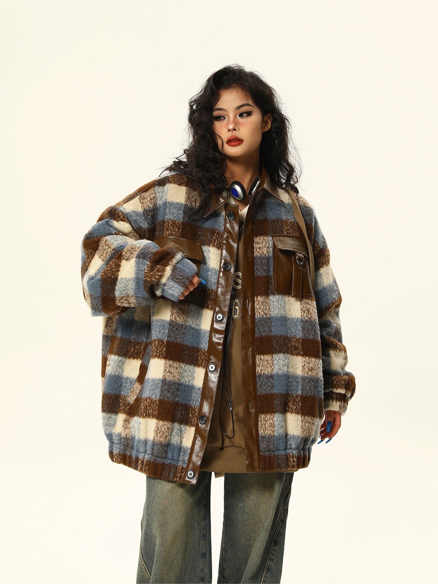 Monochrome Plaid Oversized Shacket