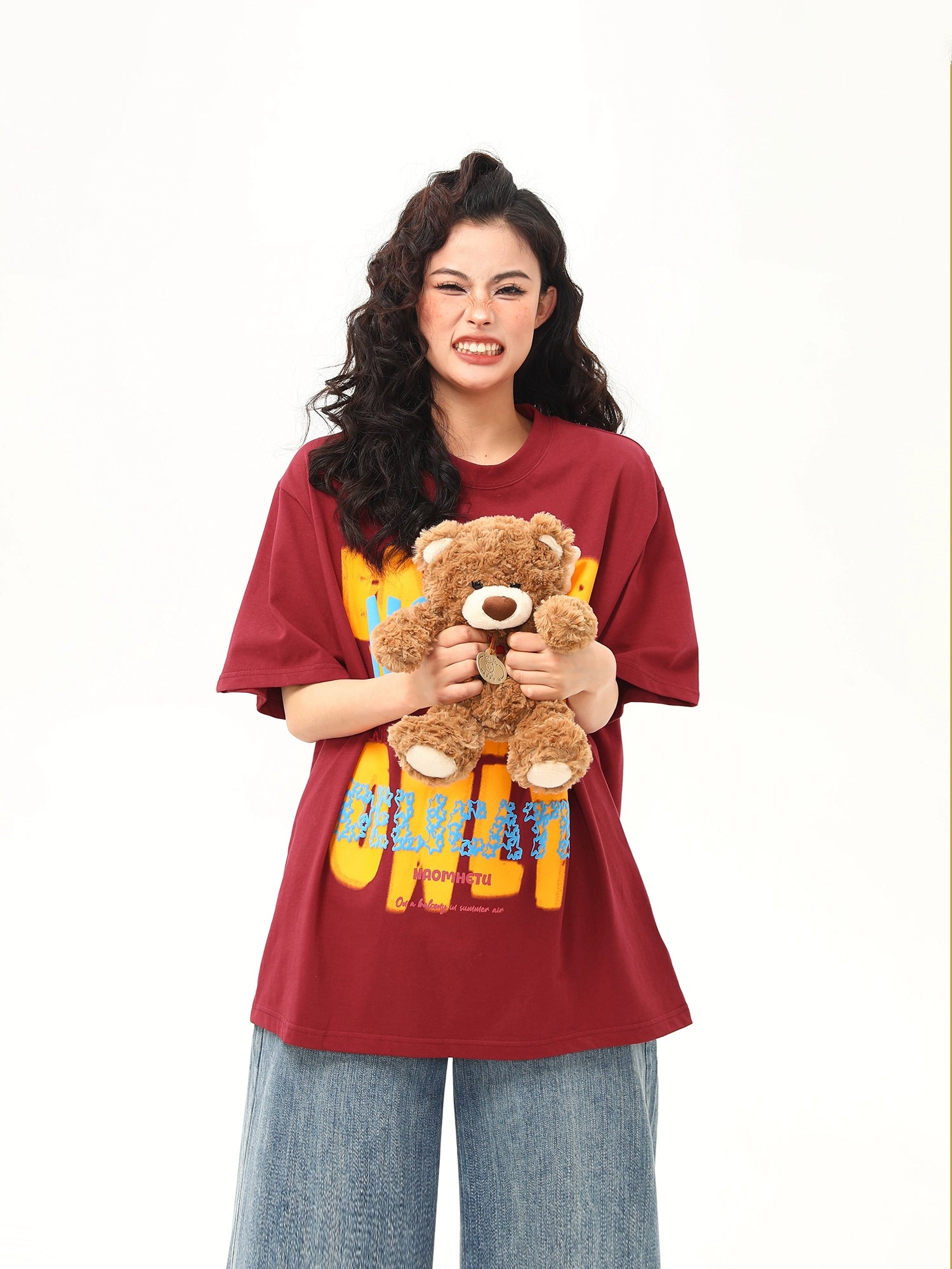 Vibrant Graphic Text Oversized Tee