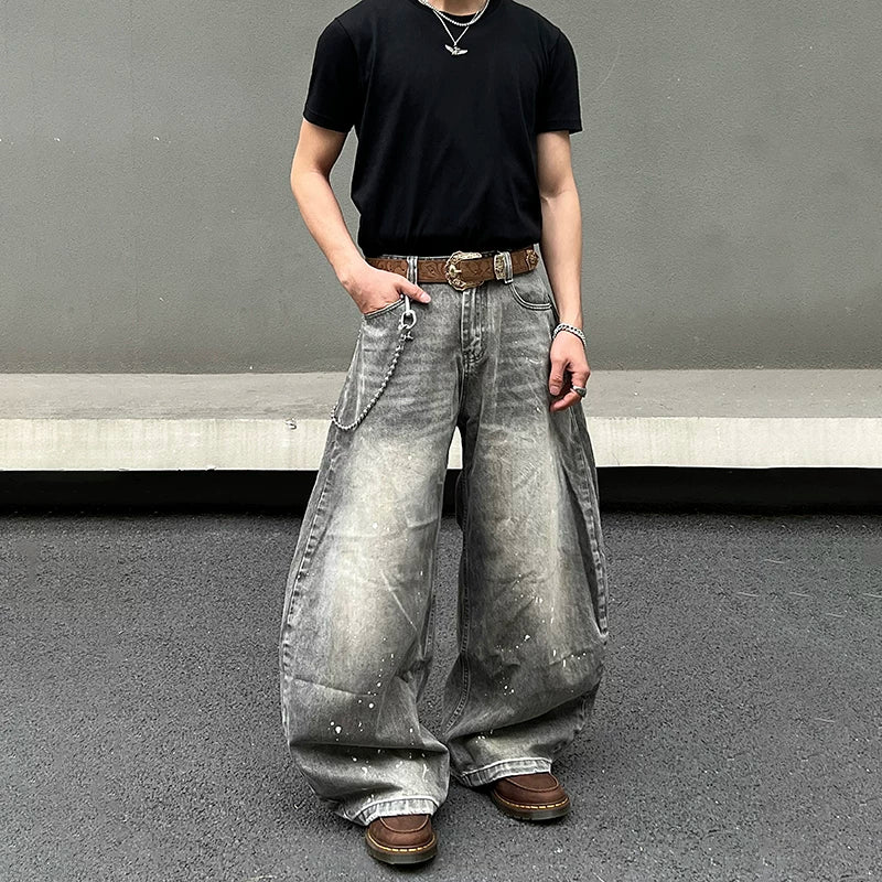 Ashwash Paint-Splatter Balloon Jeans