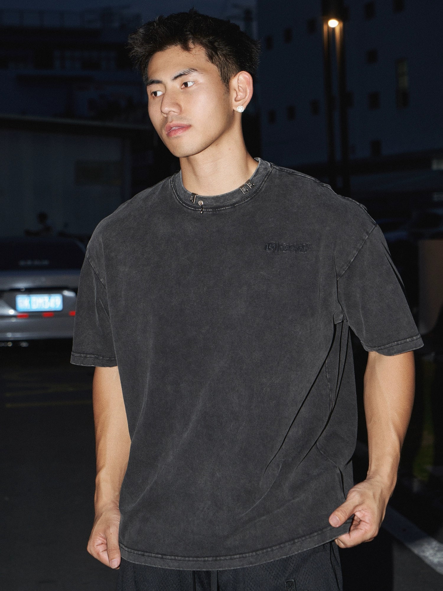 Washed Black Cotton T-Shirt