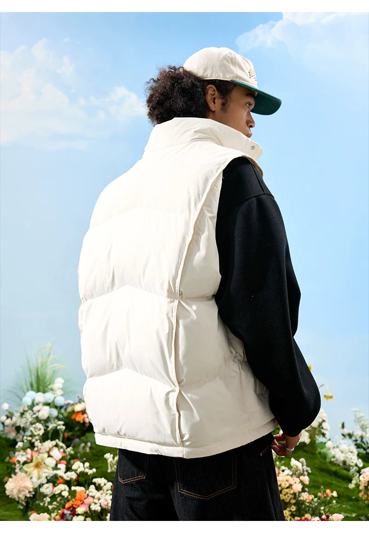 Oversized Puffer Vest with Stand Collar