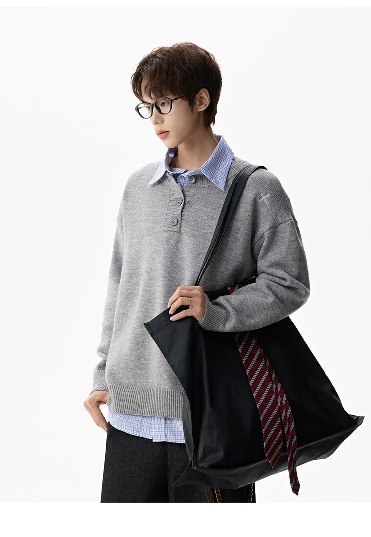 Campus Mist Henley Knit Sweater