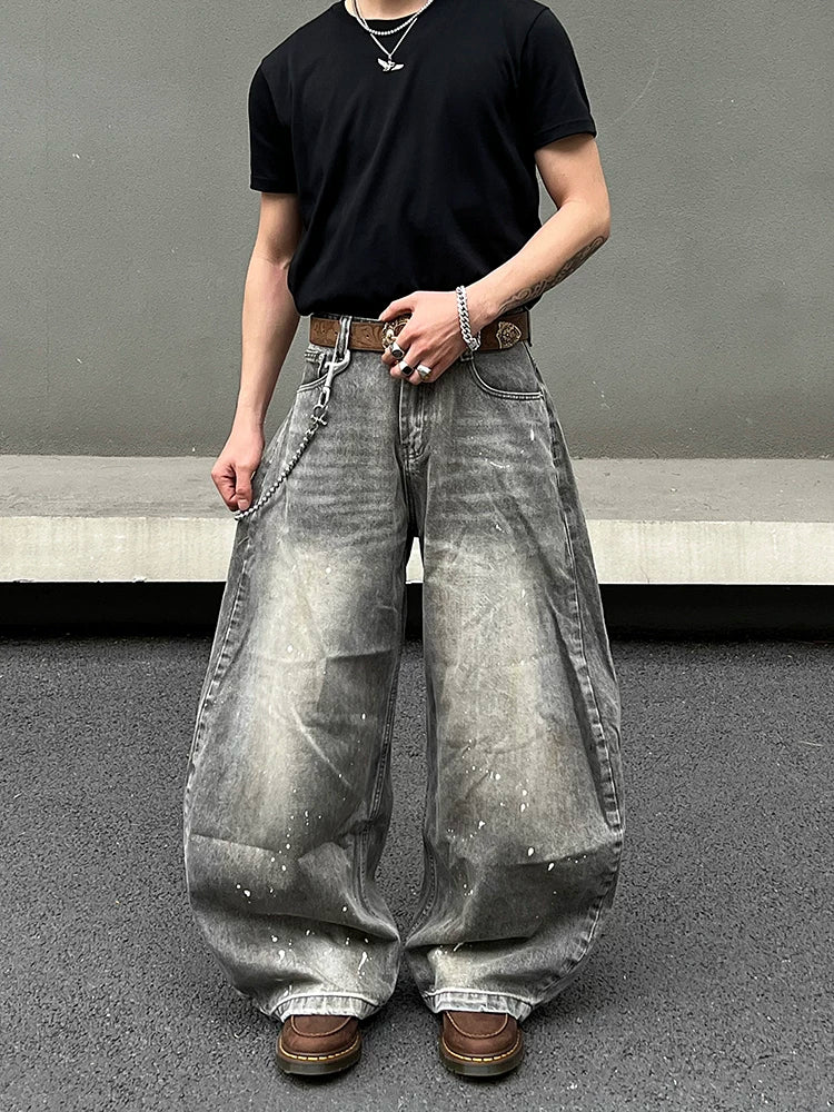 Ashwash Paint-Splatter Balloon Jeans