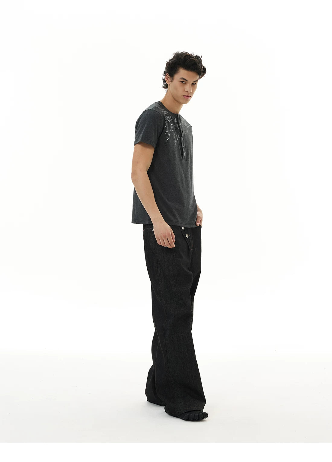 Orbit Placket Wide‑Leg Jeans