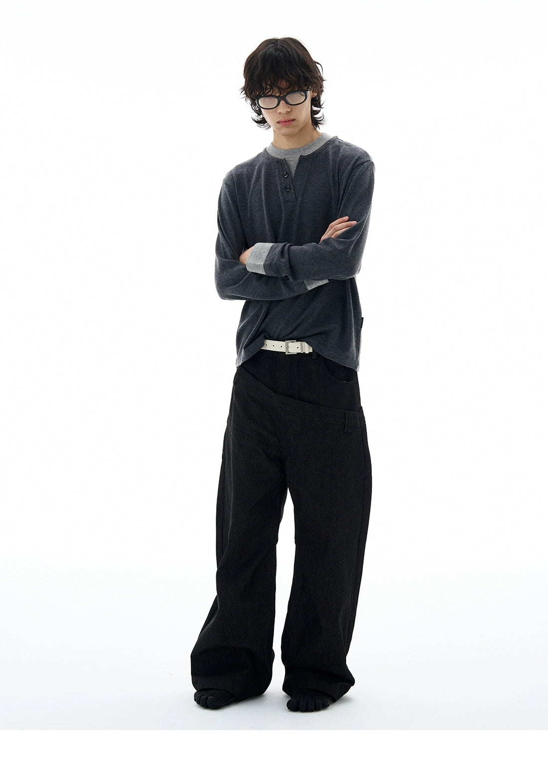 Contrast Henley Long Sleeve