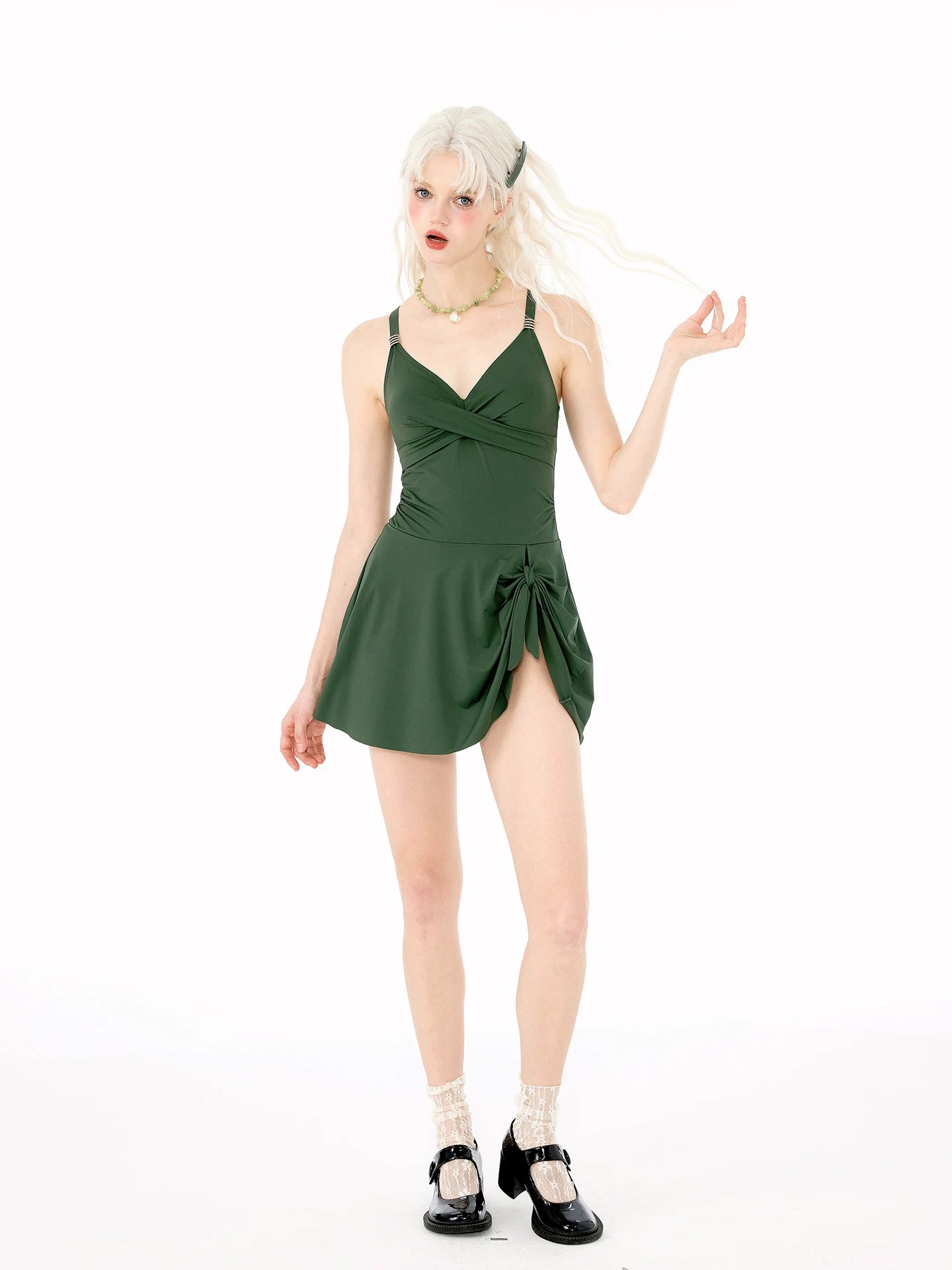 Forest Nymph Ruffle Skater Swim Dress Set