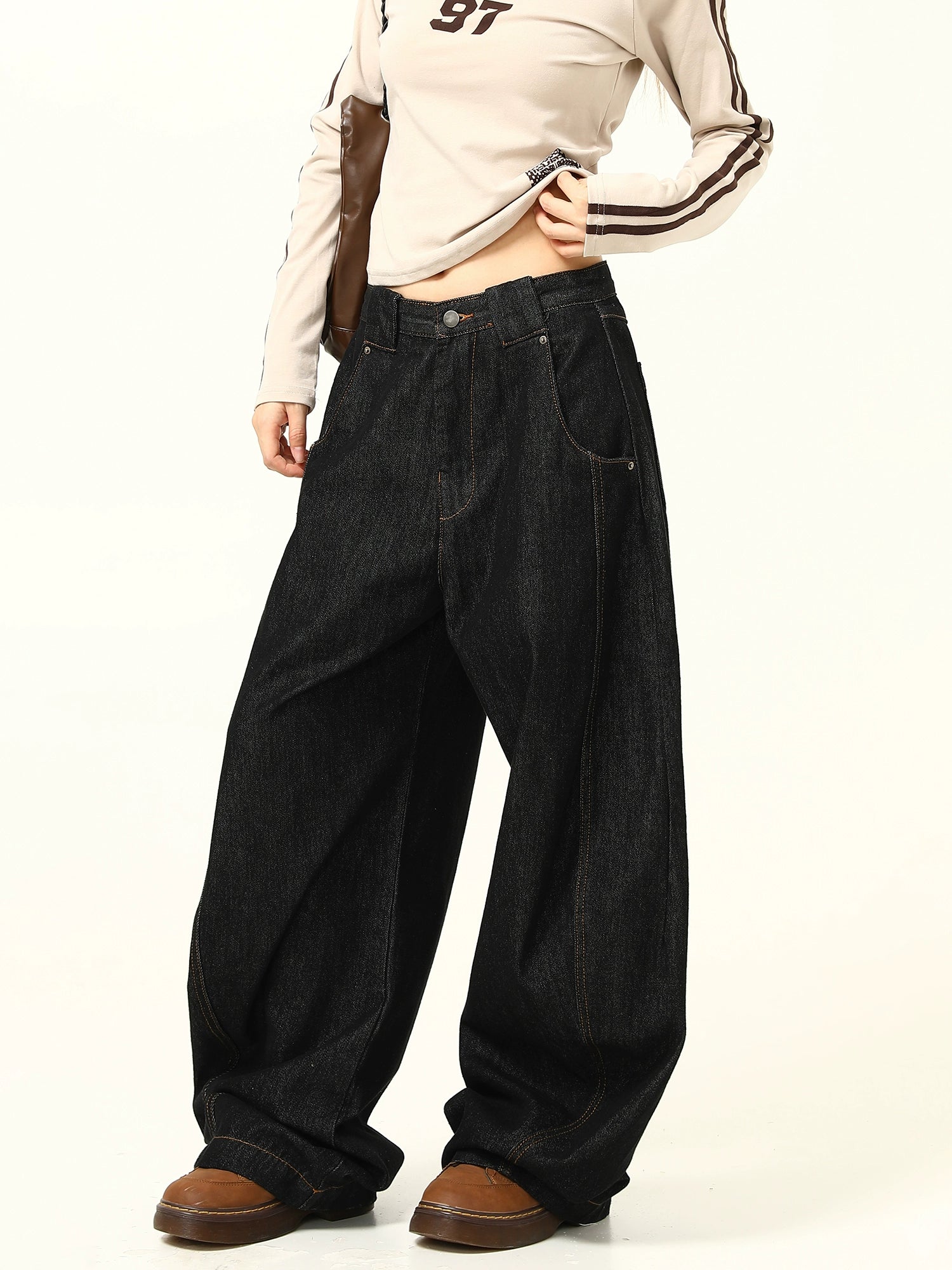 Wide Leg Black Baggy Jeans