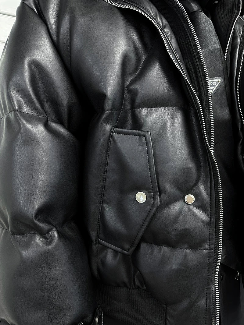 Nightcore Aegis Padded Leather Puffer Jacket