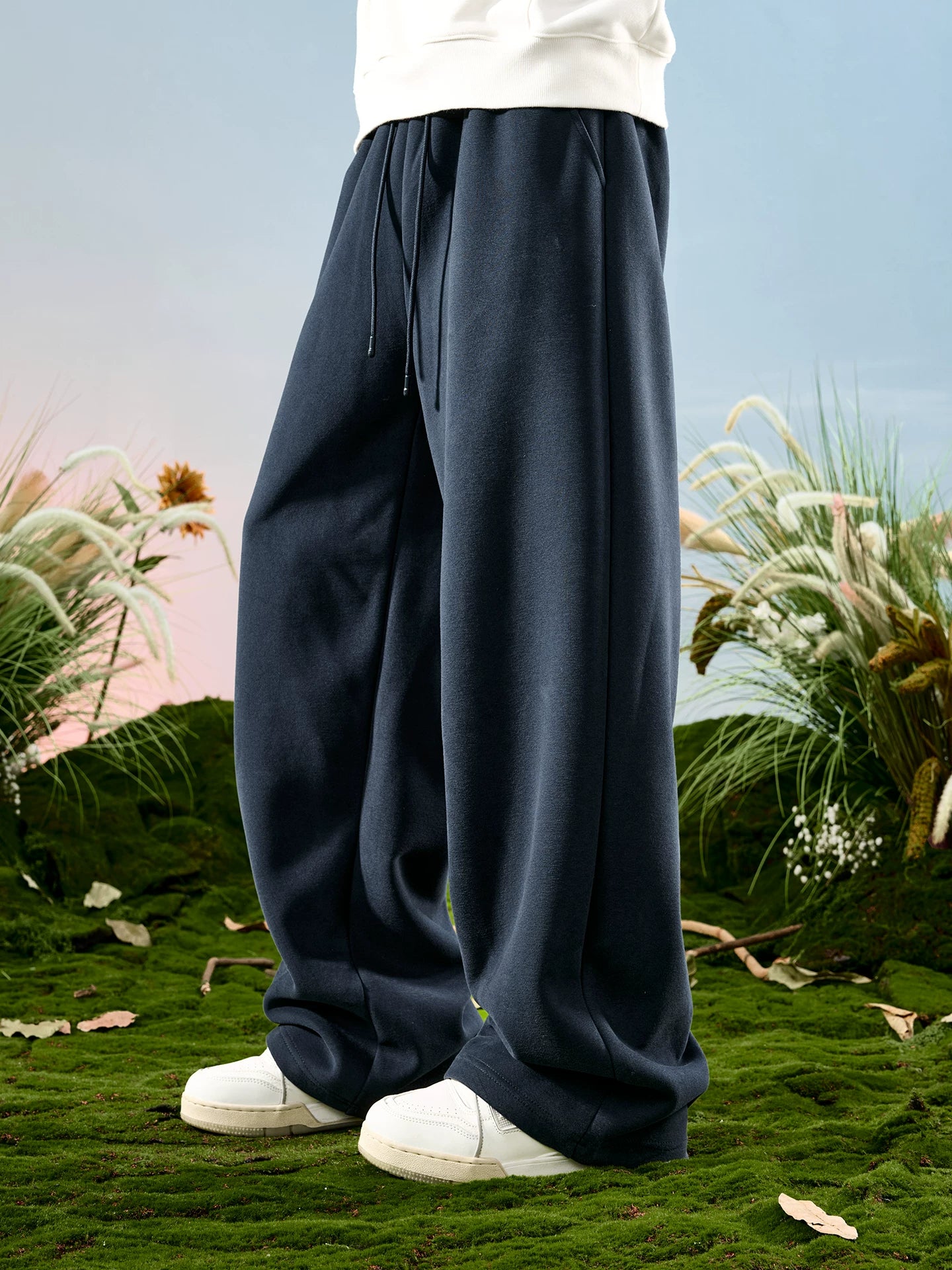 American Drawstring Relaxed Wide-Leg Sweatpants