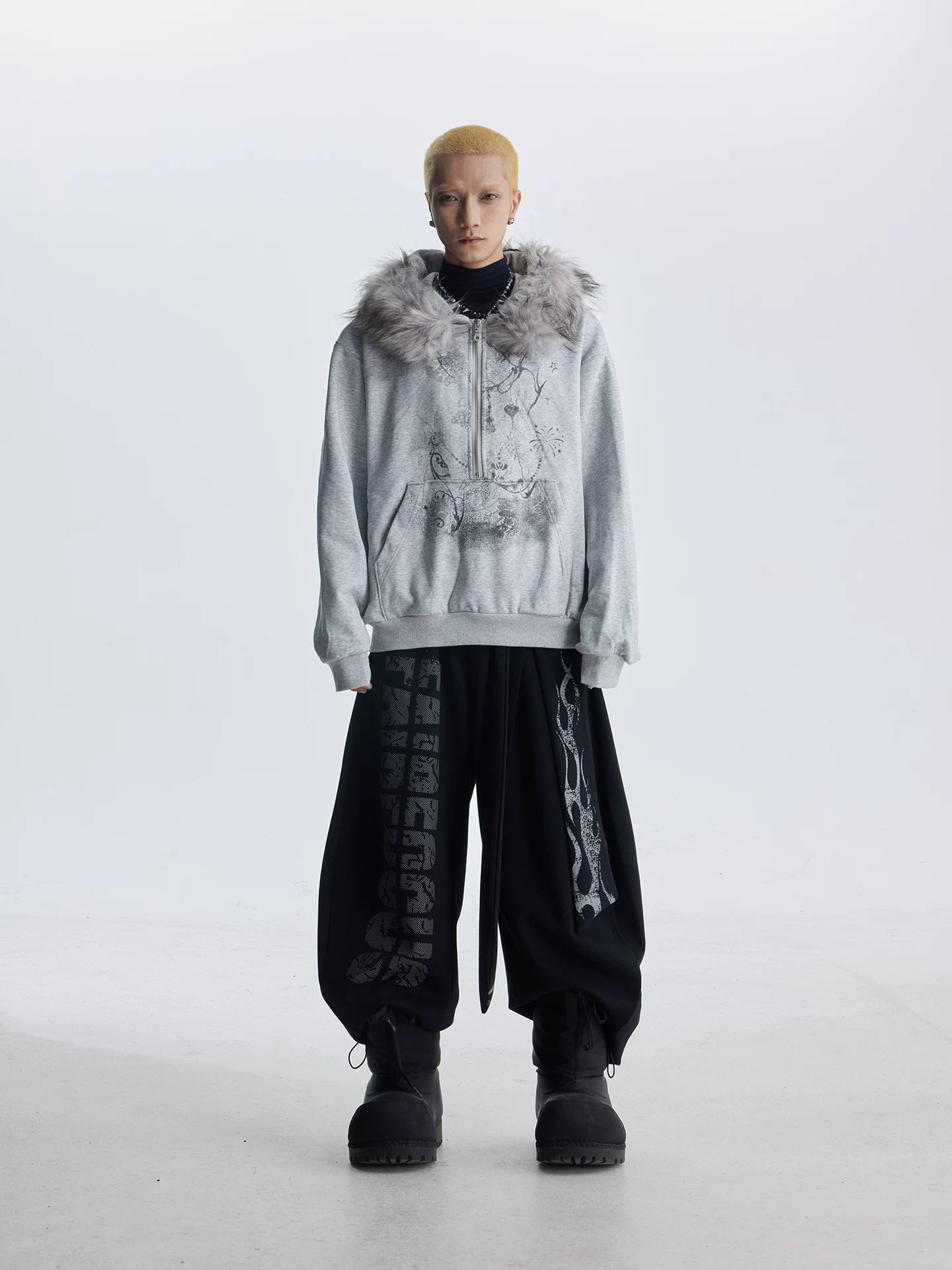 Inferno Sash Wide-Leg Fleece Pants