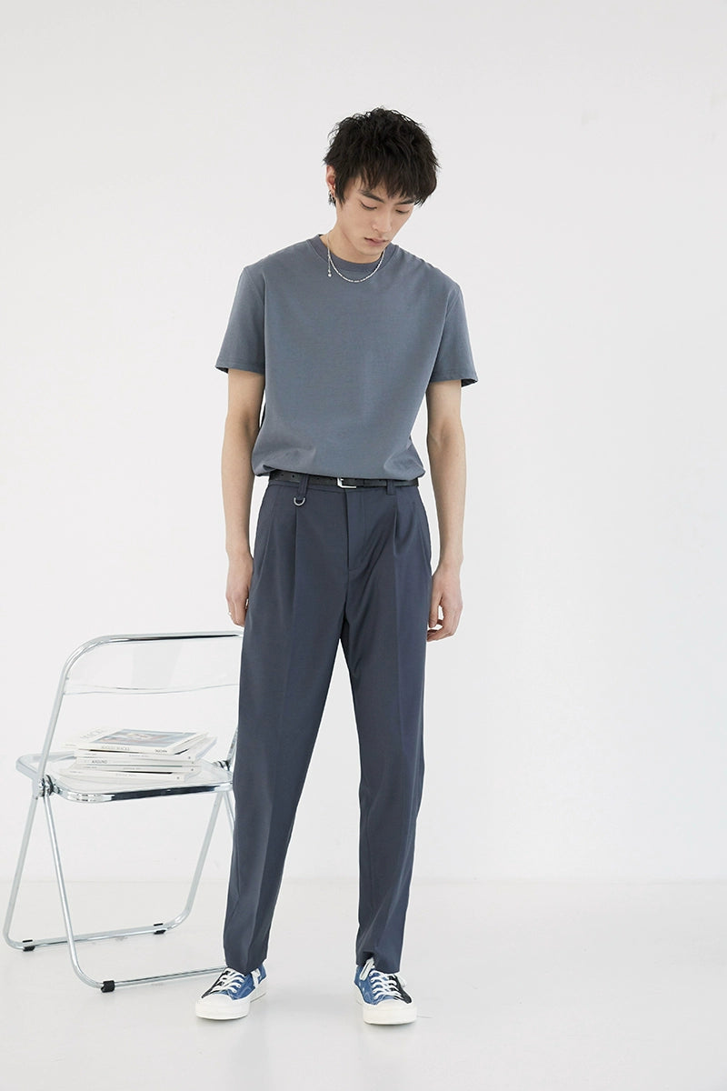 Pantalones de vestir de confort de doble plato