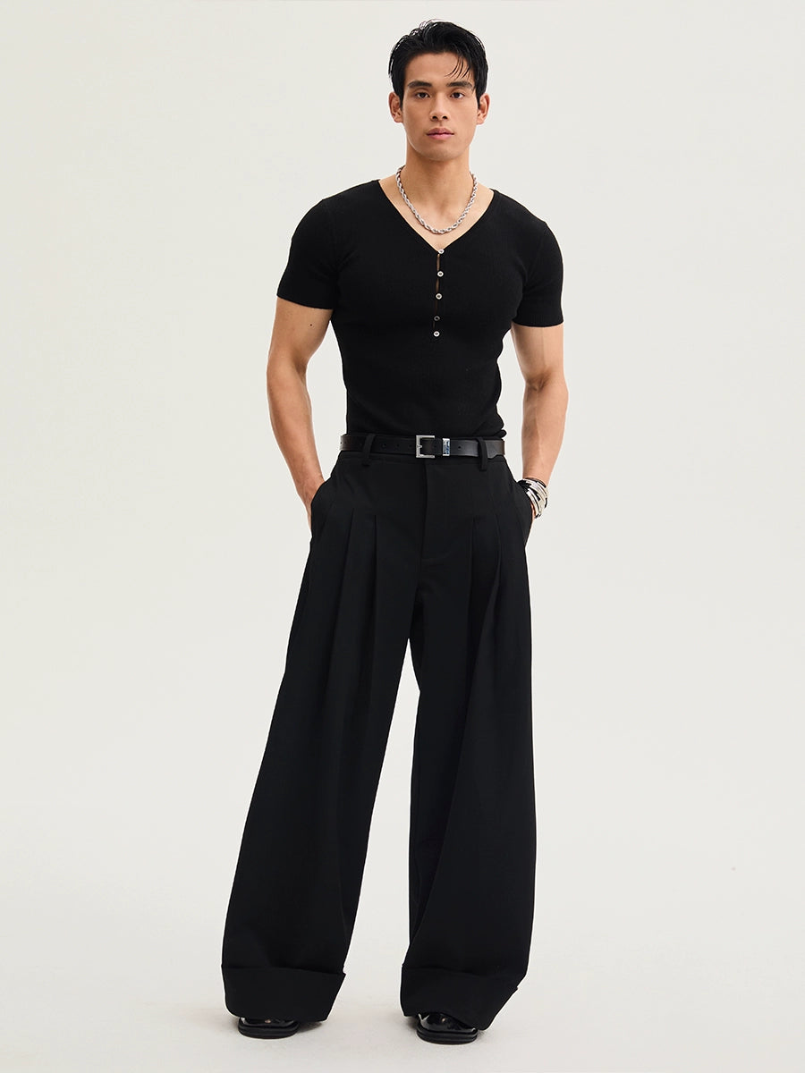 NoirCrest Oversized Pleat Trousers
