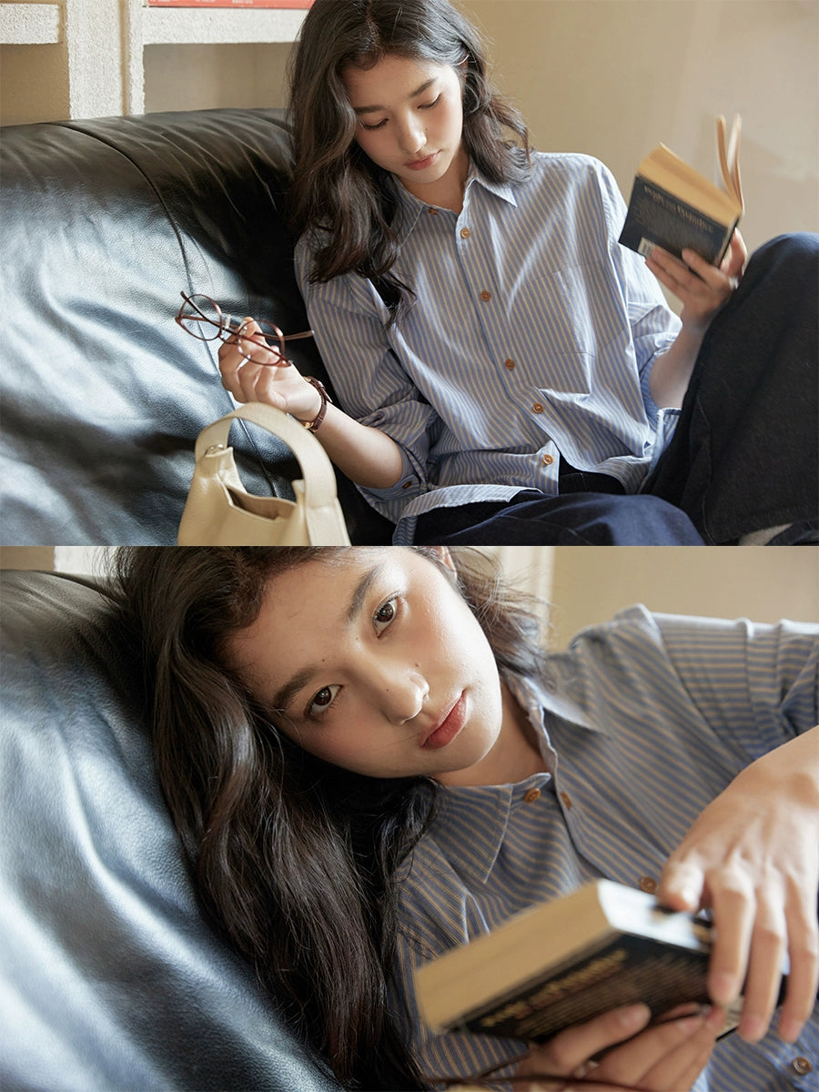 Blue Striped Button Shirt