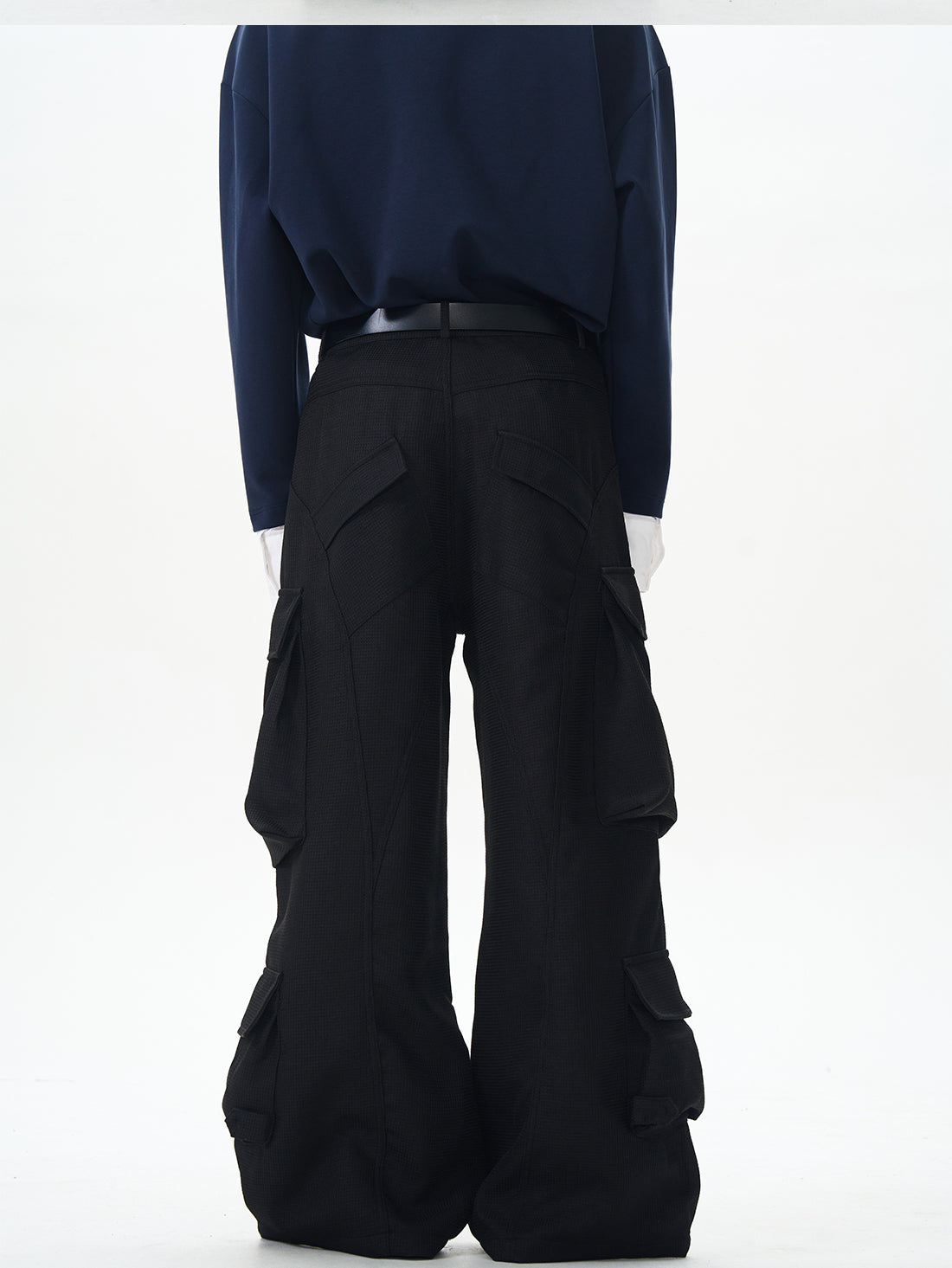 Black Wide Rave Cargo Pants