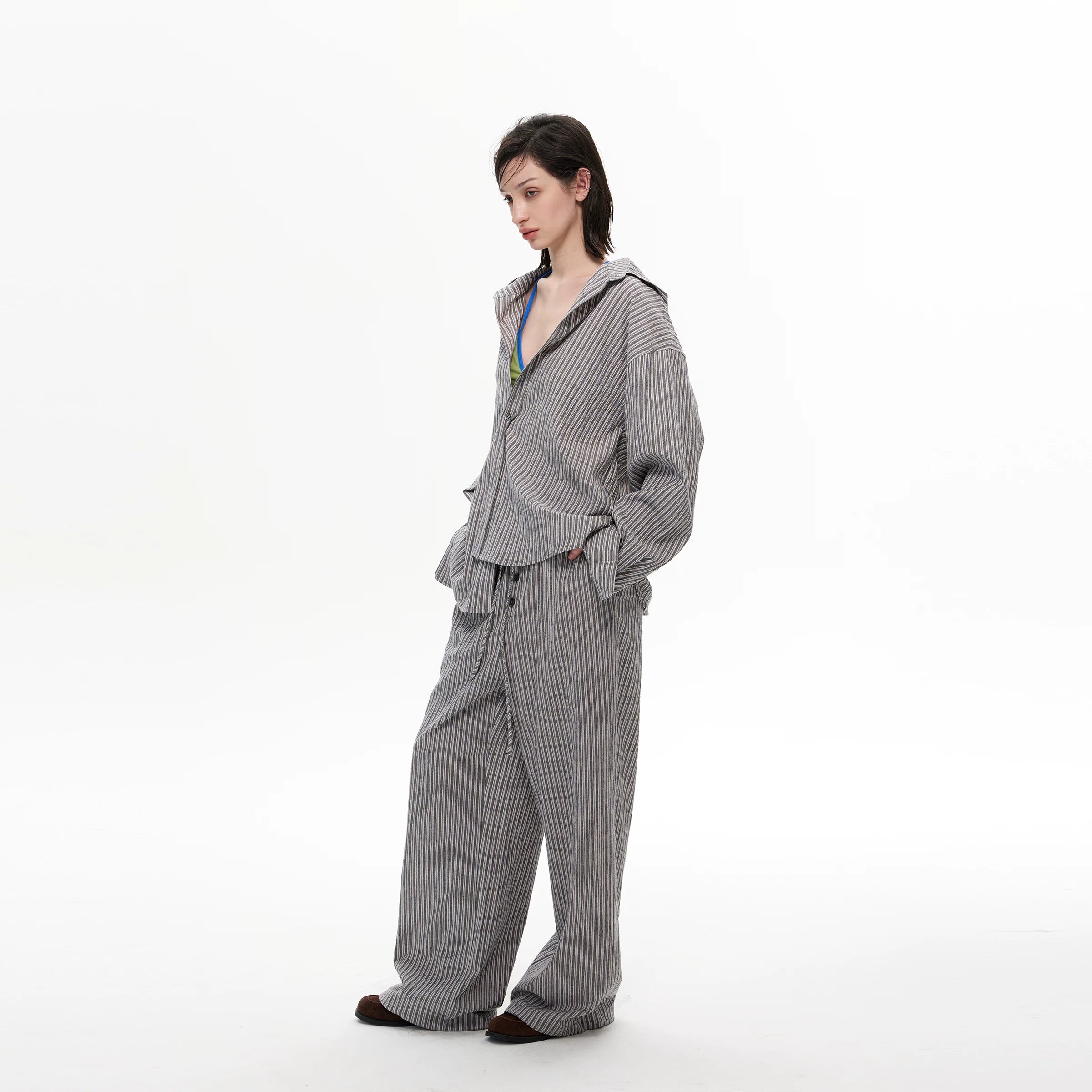 Drape Line Pinstripe Lounge Shirt