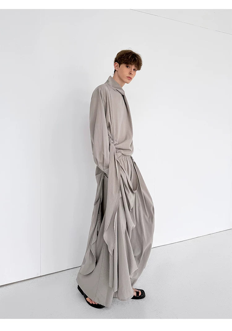 Stone Drape Layered Pants