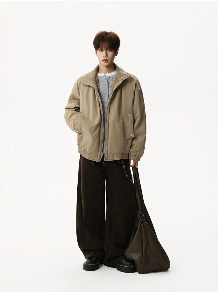Sandstone Stand‑Collar Puffer Jacket