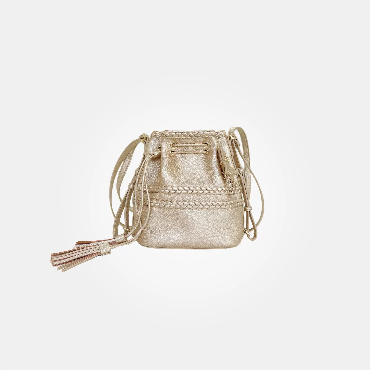 Convertible Drawstring Bucket Backpack - Champagne