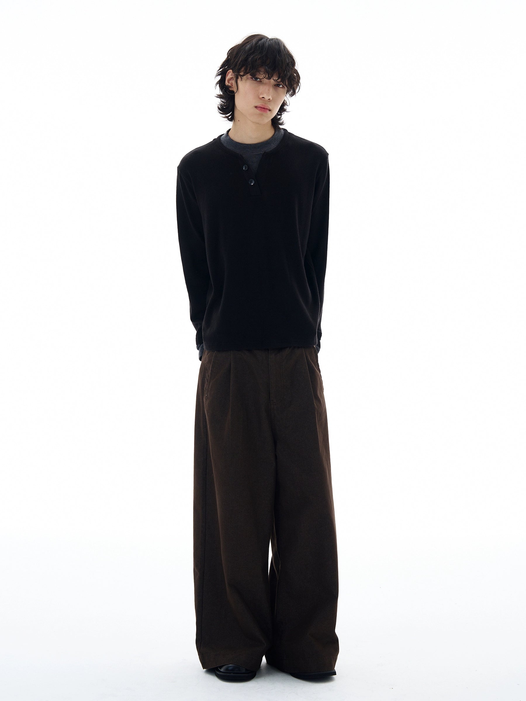 Contrast Henley Long Sleeve