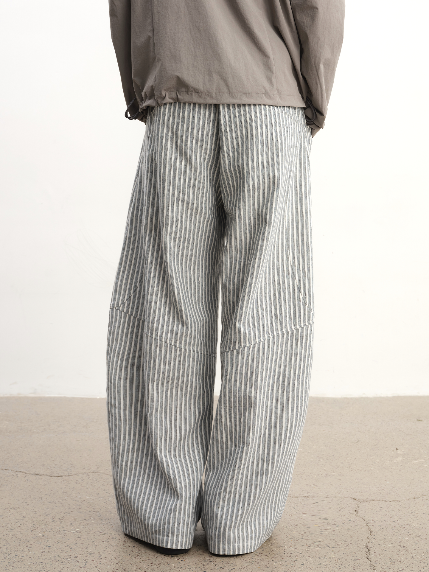 Vertical-Stripe Wide-Leg Balloon Trousers