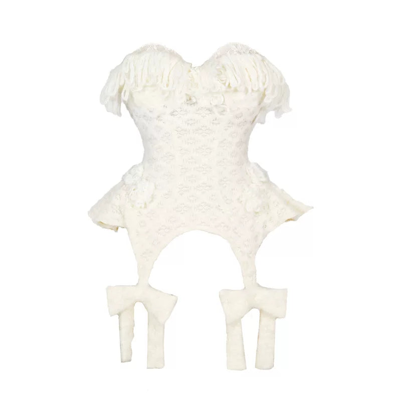 Ivory Fringe Knit Corset Top