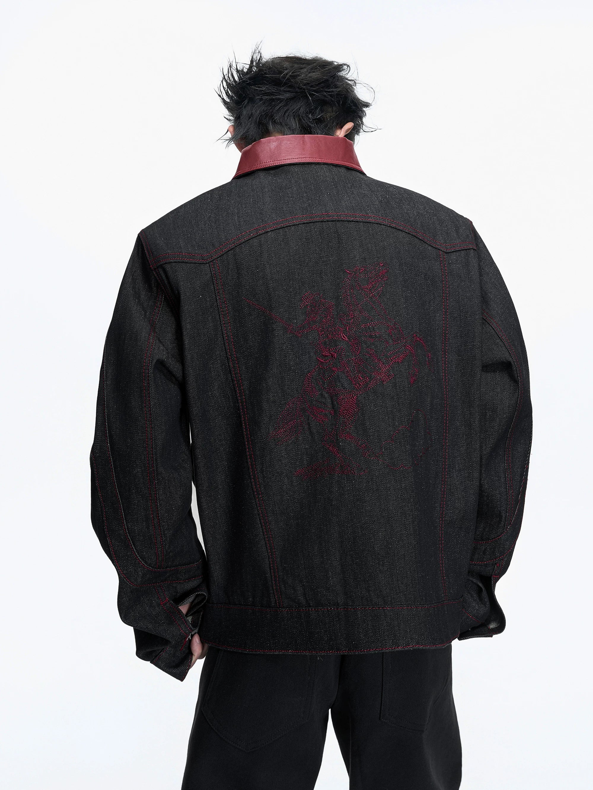 Crimson Yoke Cavalry Denim Jacket