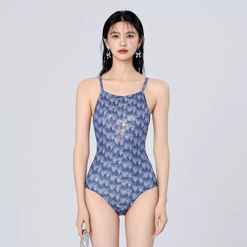 Gilded Frost Shimmer One‑Piece Swimsuit