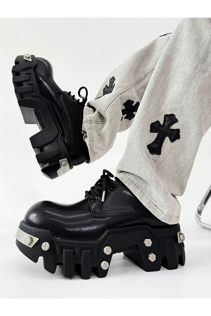 Futuristic Black 8cm Platform Oxfords
