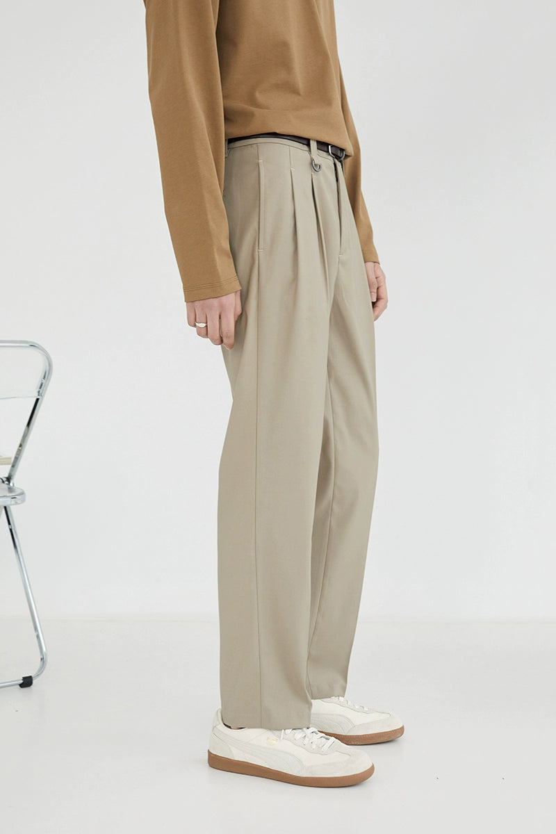 Pantalones de vestir de confort de doble plato