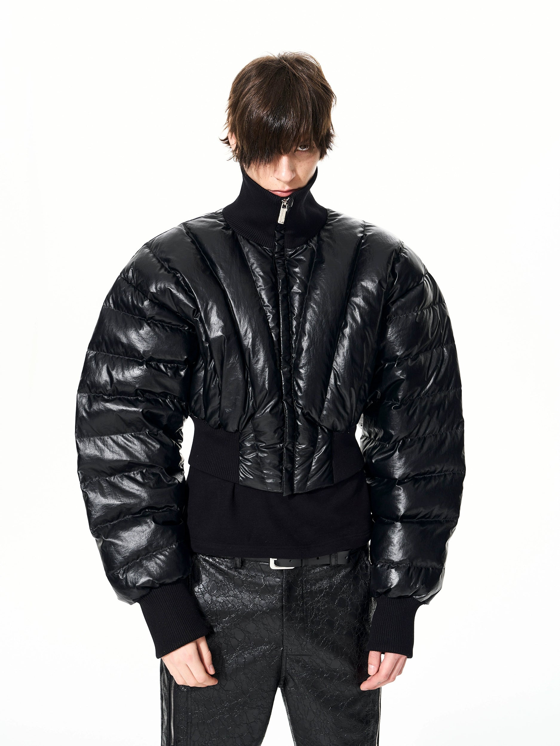 Raven Shell Armored Puffer Jacket