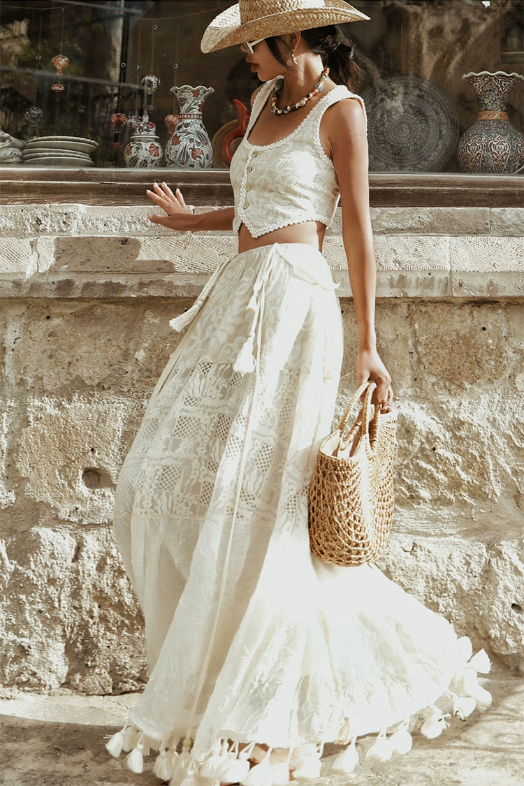 Boho Strapless Tassel Two-Way Maxi Dress