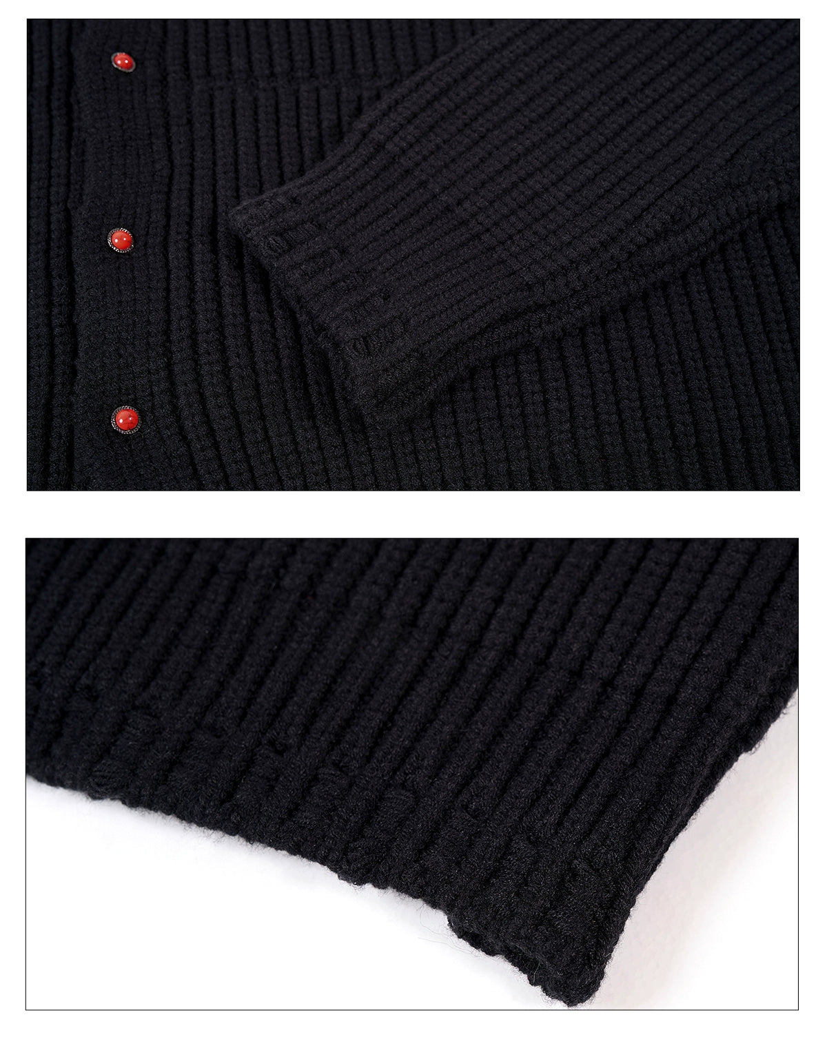 Frosted Collar Knit Sherpa Cardigan