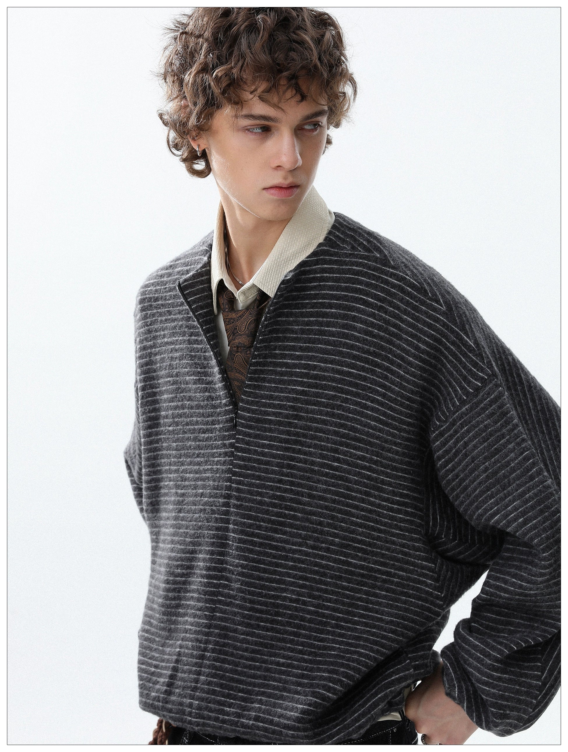 Charcoal Lines Relaxed Pullover