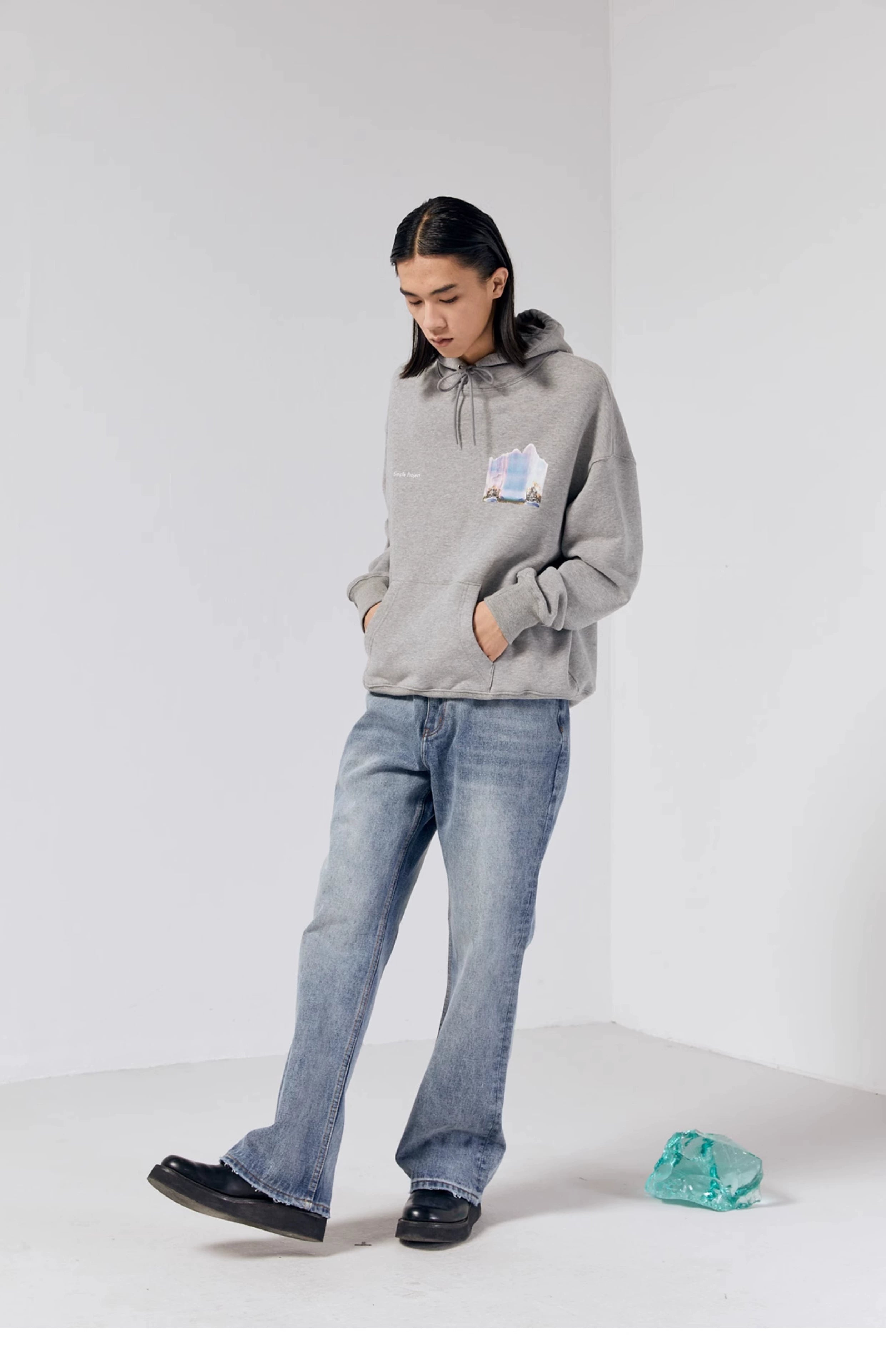 Light Wash Zip Straight-Leg Jeans