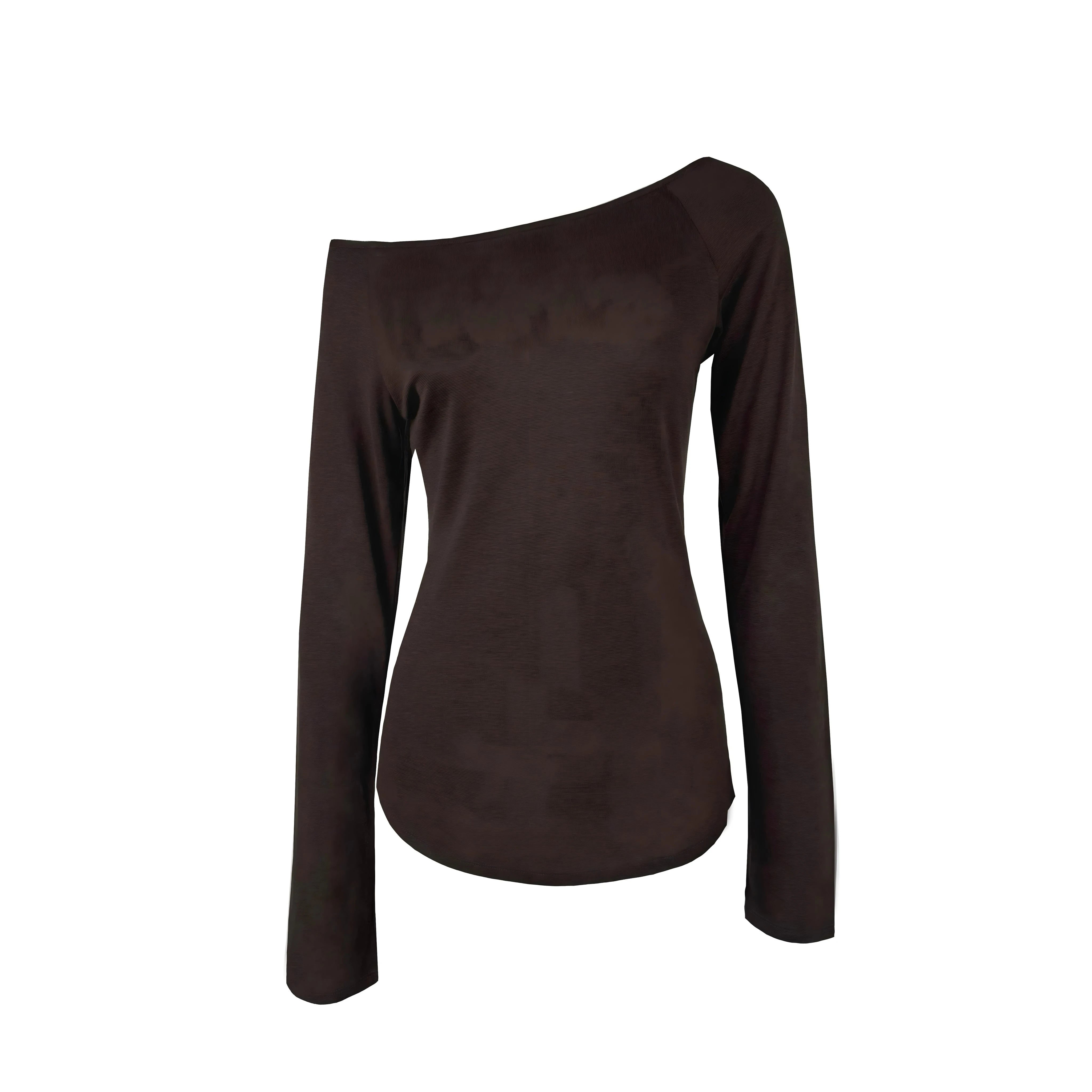 Slim-Fit Off-Shoulder Long-Sleeve Top