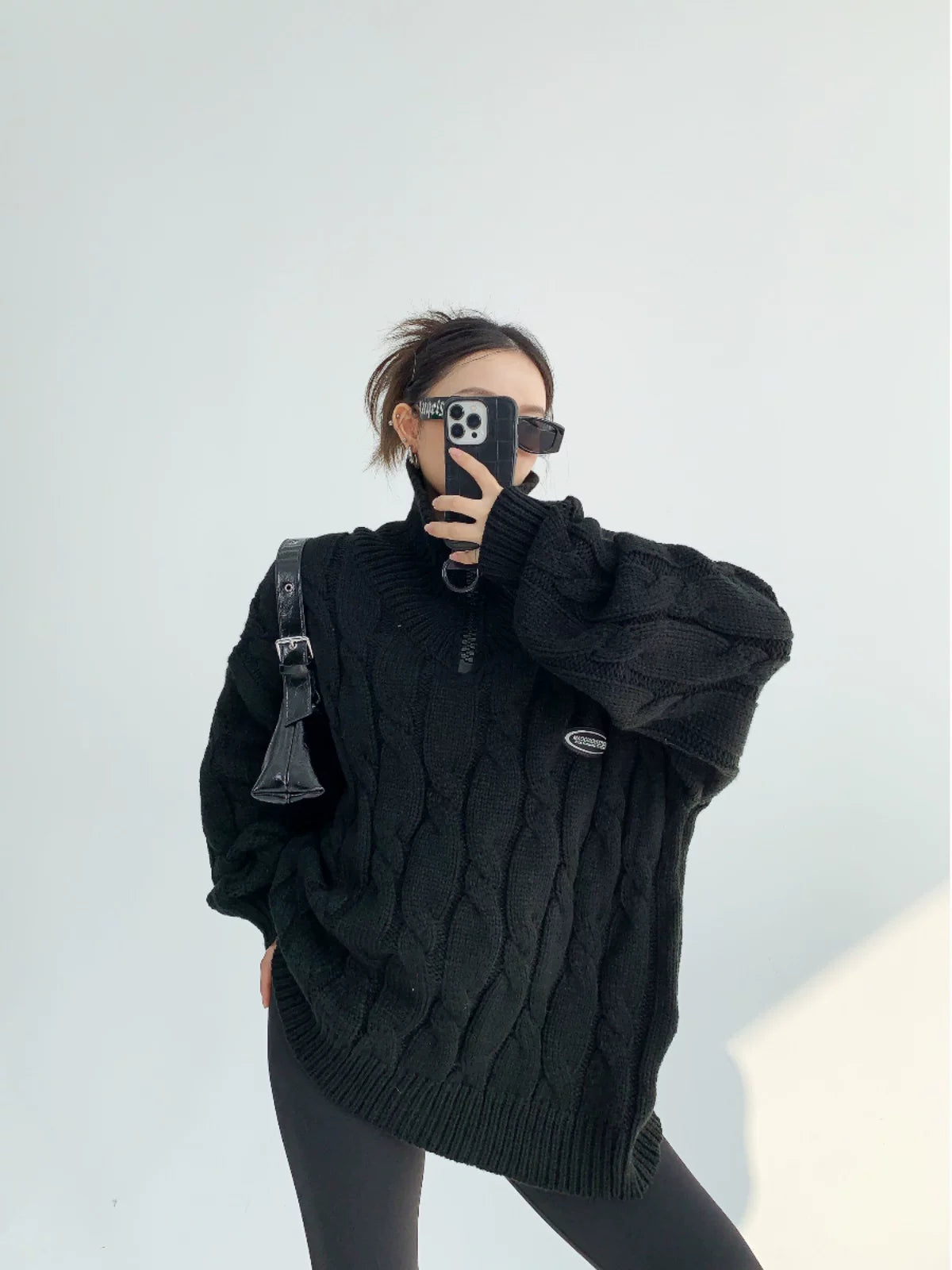 Frost Cable Zip Knit Sweater