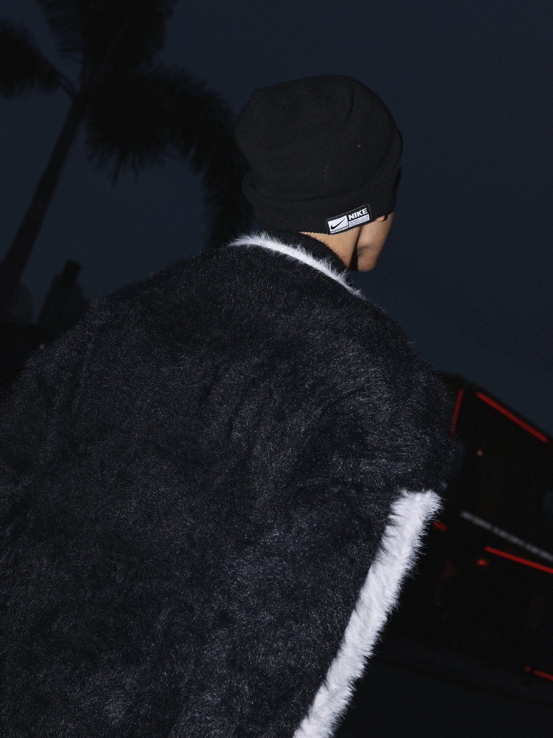 Contrast Panel Fuzzy Sweater