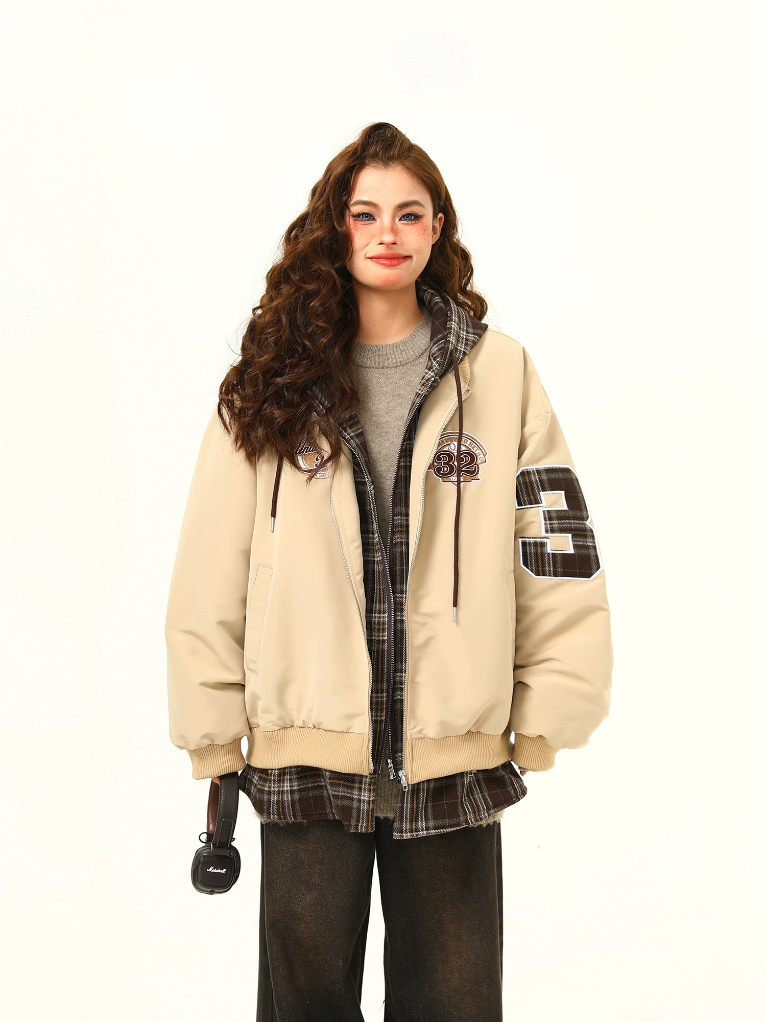 Varsity Patchwork Layered Bomber Jacket