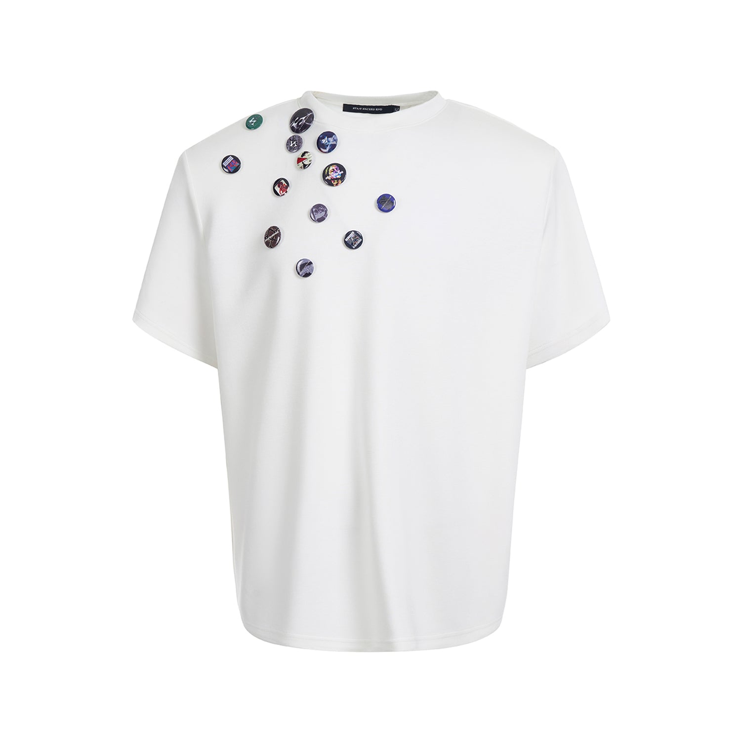 Scattered Button/Badge Embellishments T-Shirt