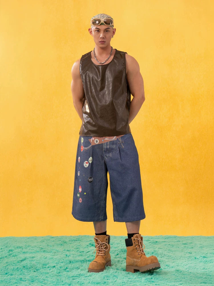 Molten Sheen Faux-Leather Tank Top