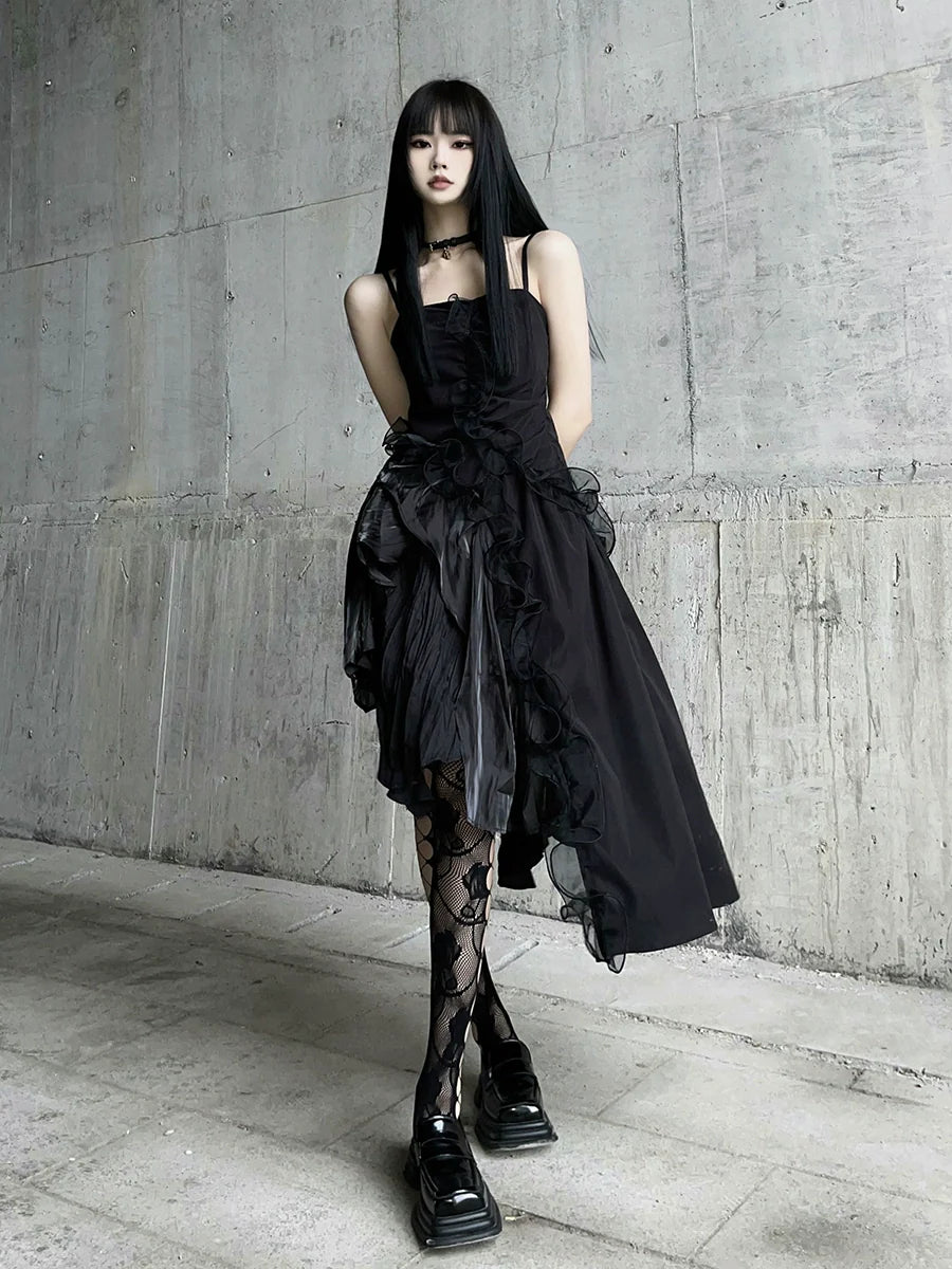 Dark Ruffle Party Dress
