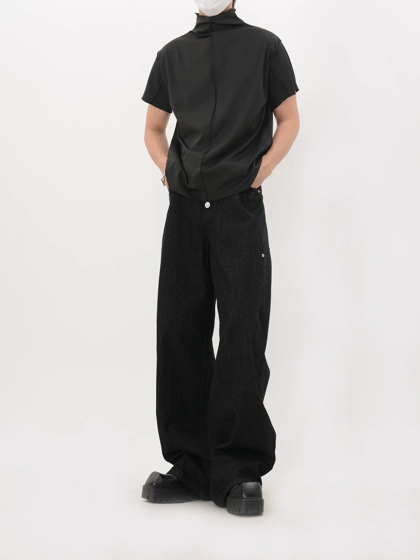 Back Seam Mock Neck Shirt
