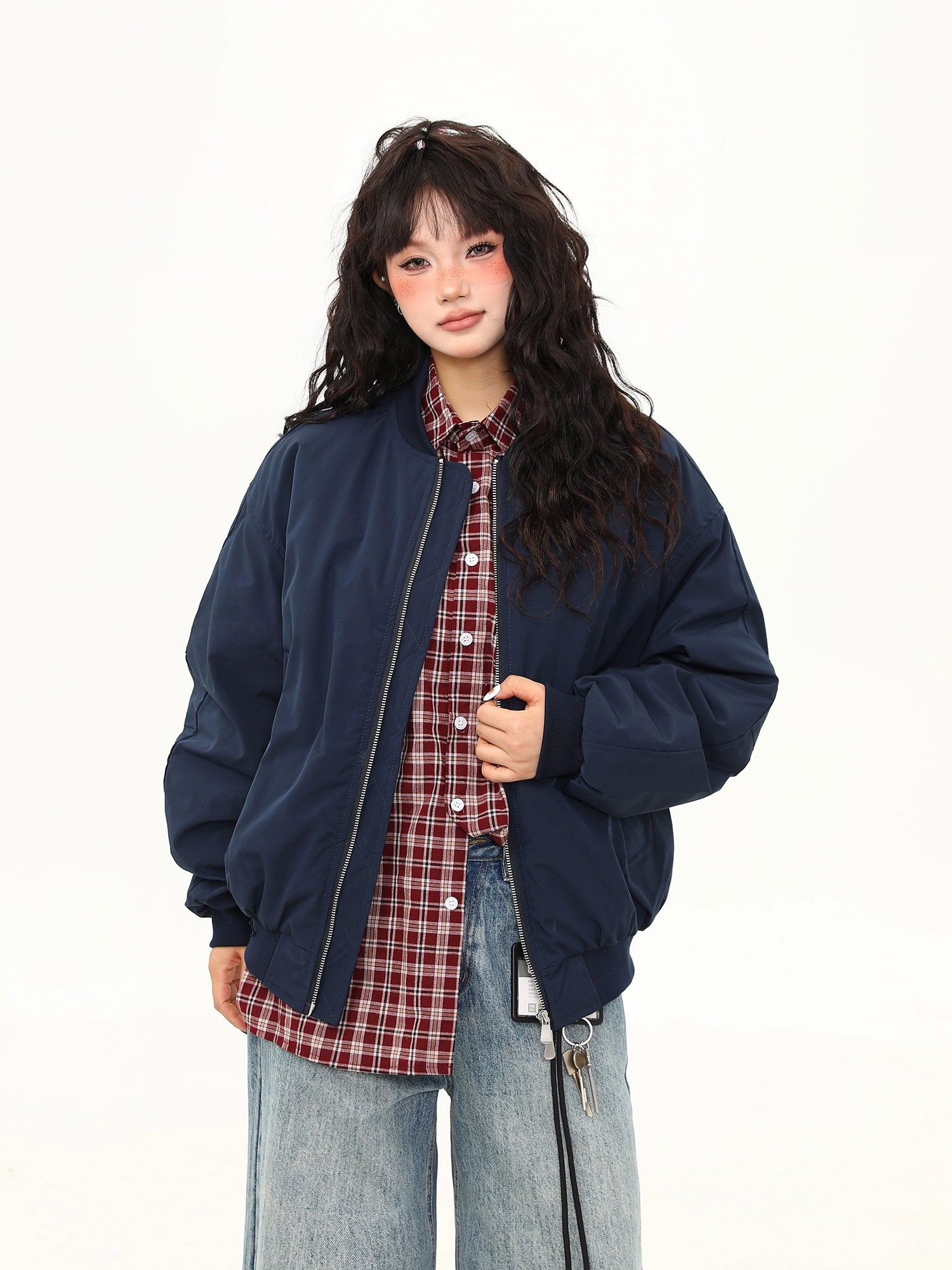 Midnight Campus Oversized Bomber Jacket